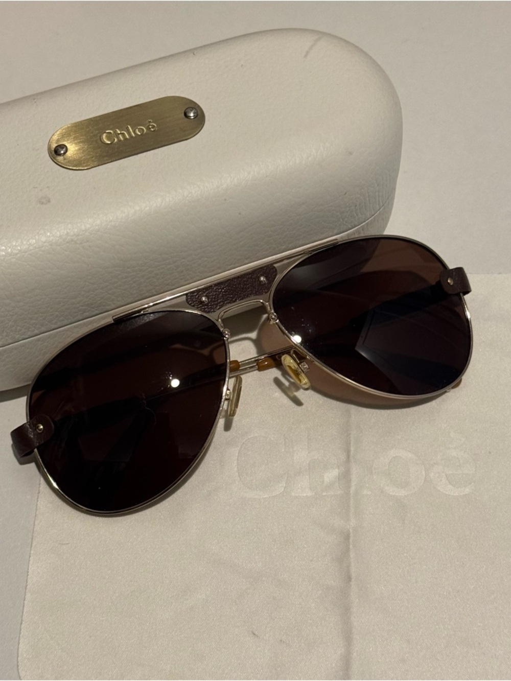 Chloé Aviator Sunglasses in Dark Brown Lenses